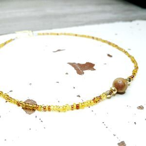 Dainty Amazonite Gemstone Beaded Choker Necklace, Minimalist Crystal Jewelry 13"